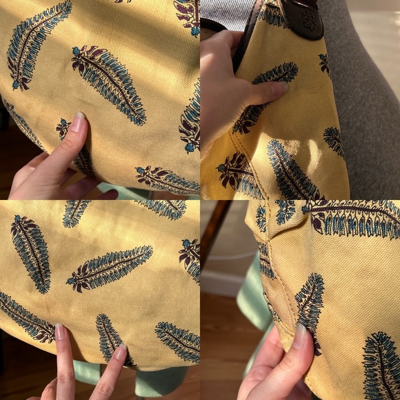 Vintage Lucky Brand Butter Yellow Canvas Crossbody Hobo Bag Slouchy Boho Y2K - Picture 14 of 16